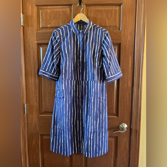 Marimekko Shirt Dress Piccolo Stripes Blue and White Size 40  (Medium) - Picture 4 of 15